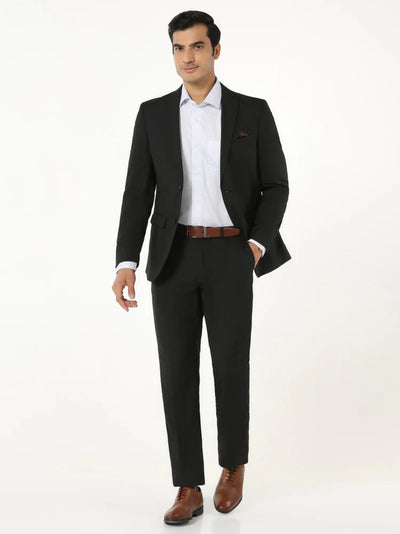 Black Two Piece Solid Suit