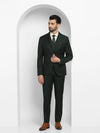 Luxe Three Piece Green Solid Formal Suit