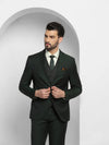 Luxe Three Piece Green Solid Formal Suit