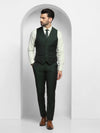 Luxe Three Piece Green Solid Formal Suit