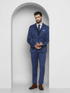 Luxe Three Piece Blue Solid Formal Suit