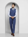 Luxe Three Piece Blue Solid Formal Suit