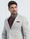 Two Piece Beige Solid Formal Suit