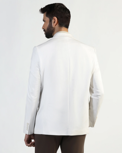 Formal White Solid Blazer