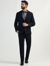 Two Piece Navy Solid Formal Suit