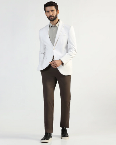 Formal White Solid Blazer