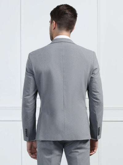 Two Piece Grey Solid Formal Suit