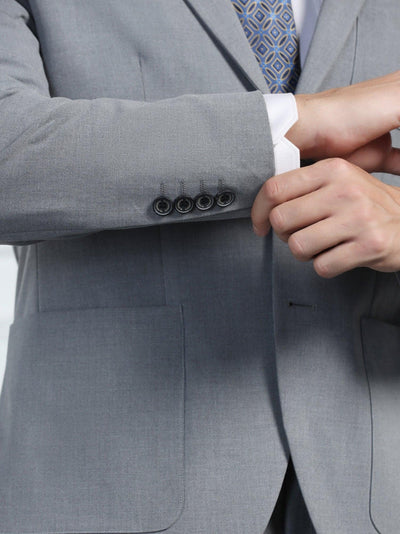 Two Piece Grey Solid Formal Suit