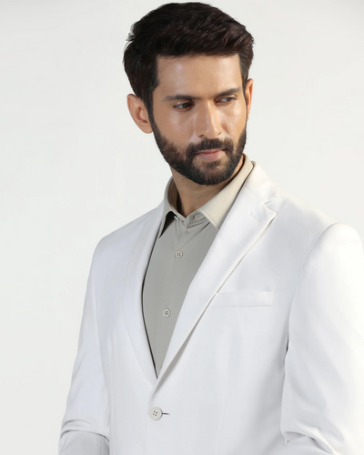 Formal White Solid Blazer