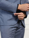 Three Piece Blue Solid Formal Suit