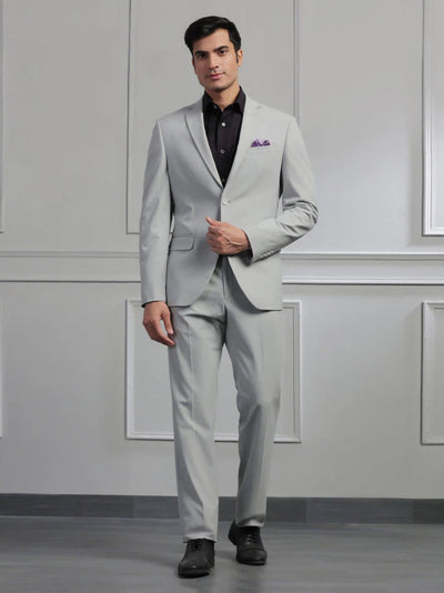 Light Grey Solid Formal Suit