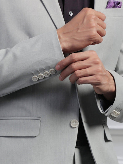 Light Grey Solid Formal Suit