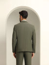 Two Piece Olive Green Solid Formal Suit