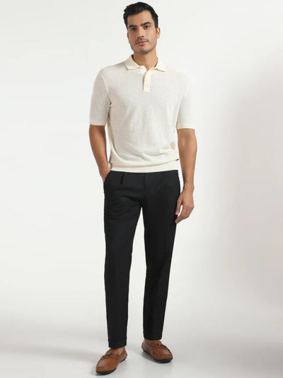 Ease Fit Formal Black Solid Trouser