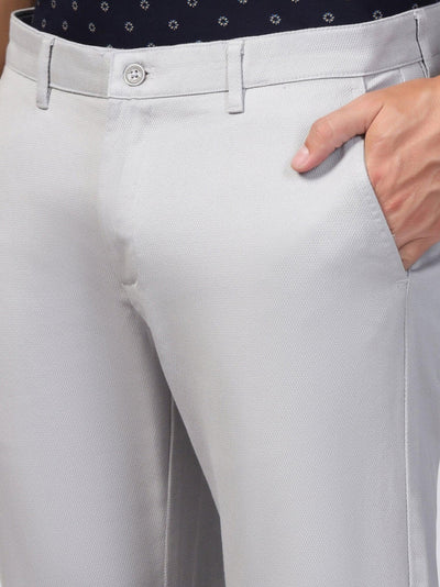 Slim Casual Grey Solid Trouser