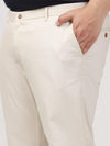 Slim Casual Beige Solid Trouser