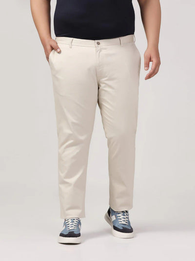 Slim Casual Beige Solid Trouser