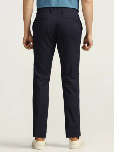 TechPro Slim Fit Casual Navy Solid Trousers
