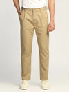 Sneaker Fit Casual Khaki Solid Trousers