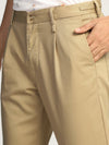 Sneaker Fit Casual Khaki Solid Trousers