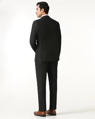 Black Two Piece Solid Suit