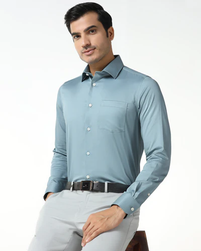 Petrol Blue Non-Iron Solid Shirt