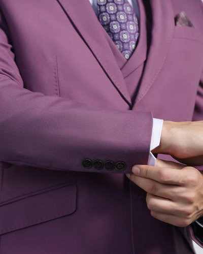 Three Piece Mauve Solid Formal Suit