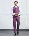 Three Piece Mauve Solid Formal Suit